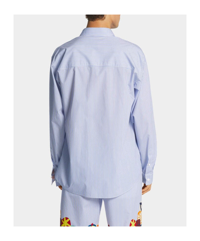 Dsquared2 Summer Lovers Oversized Striped Cotton Shirt In Blue