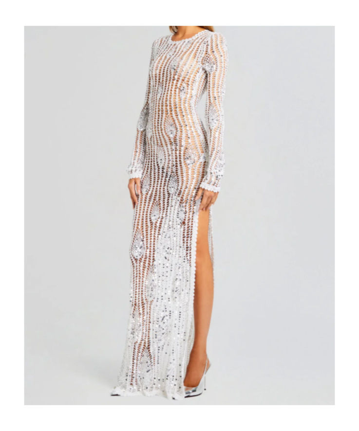 Retroféte Cherri Sequin Crochet Dress In Animal Print