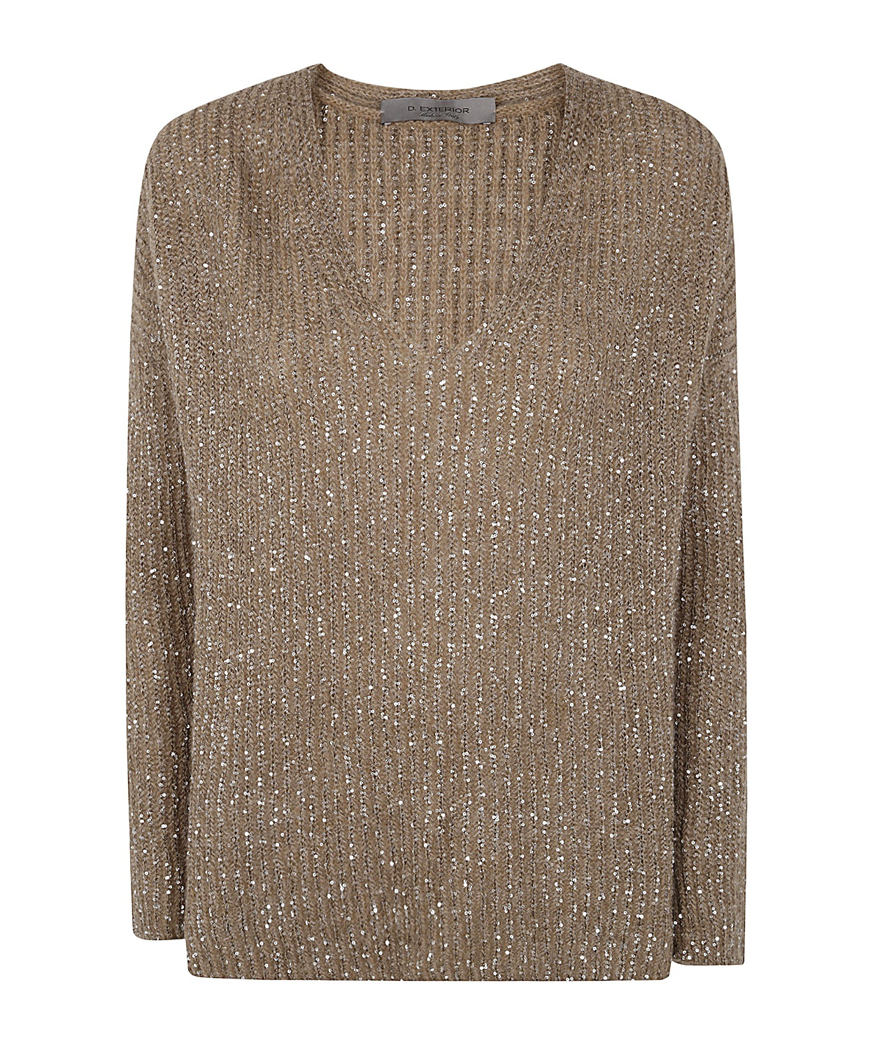 D Exterior V-neck Sweater In Brown