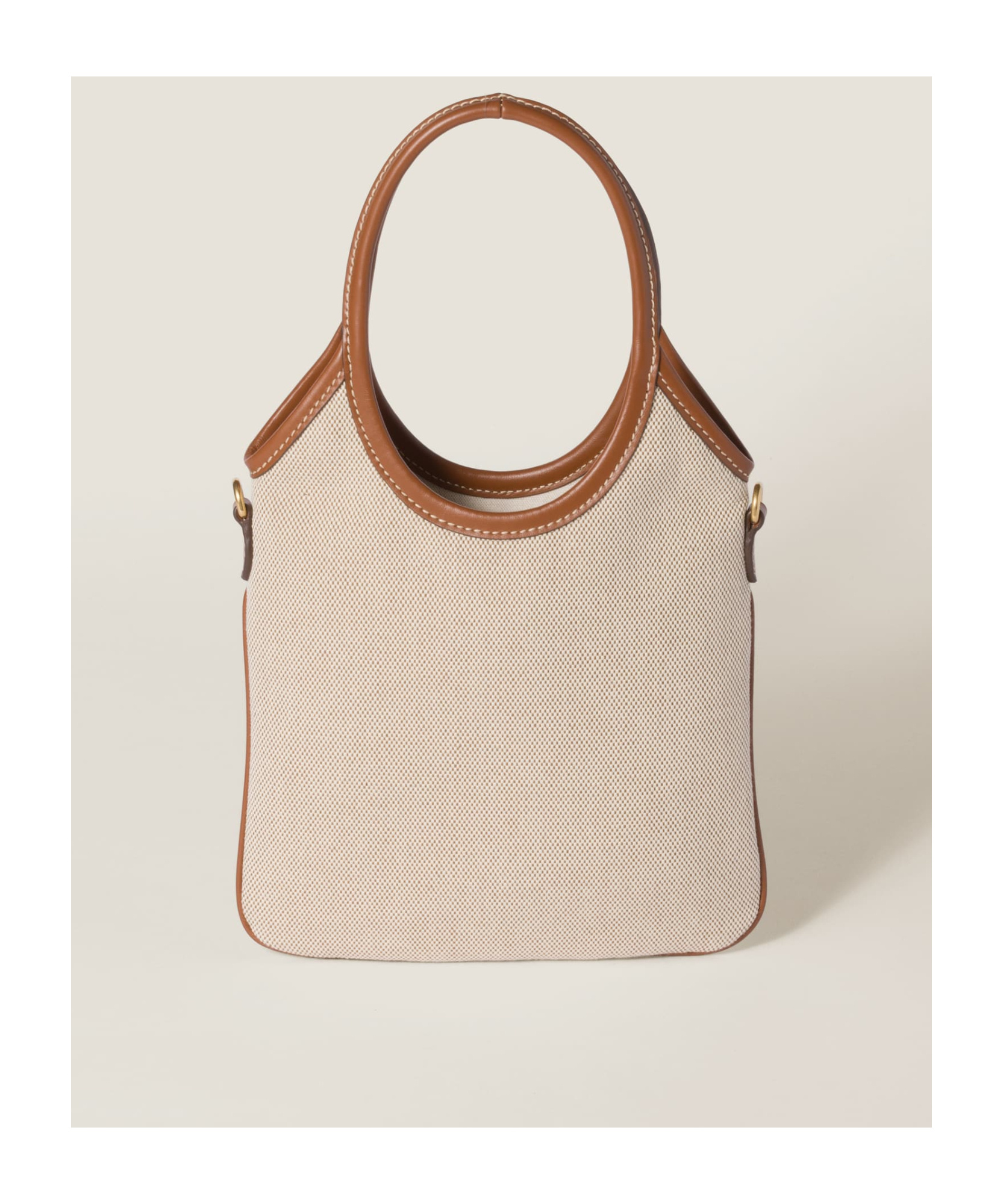 MIU MIU IVY CANVAS AND LEATHER BAG