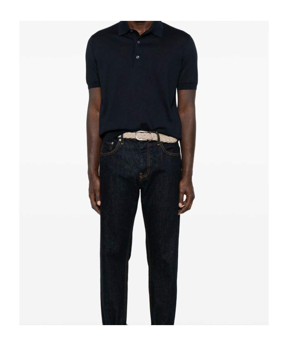 Tom Ford Midnight Cotton Blend Polo In Black