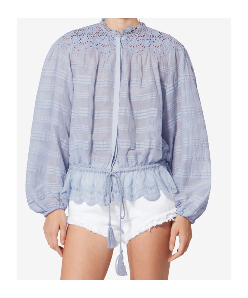 Isabel Marant Polly Embroidery Blouse In Blue