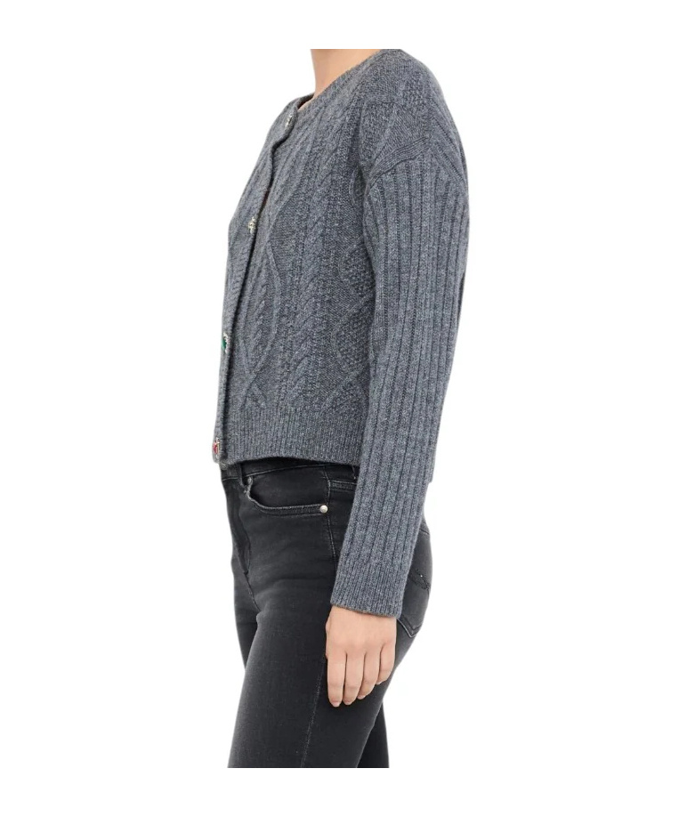 Liu •jo Button Long-sleeved Sweater In Gray