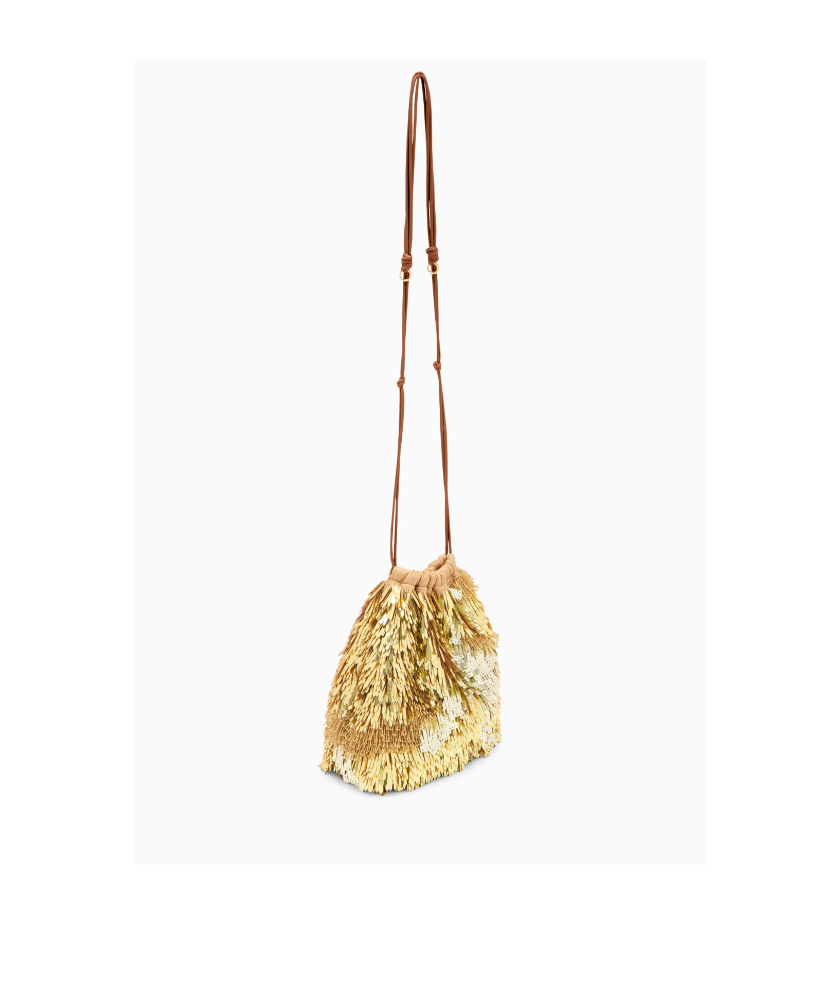 Ulla Johnson Celeste Sequined Drawstring Shoulder Bag In Nude