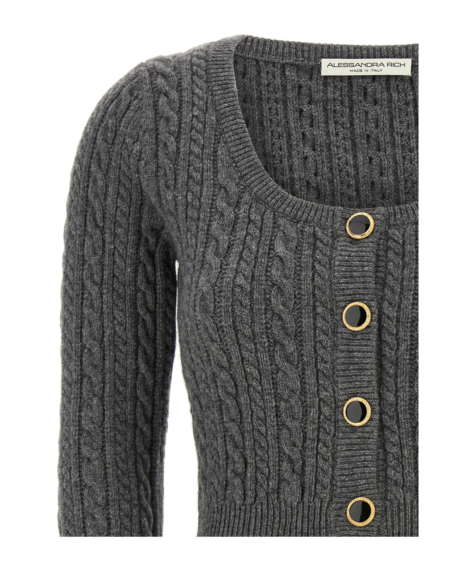 Alessandra Rich Wool Knitted Cardigan In Black