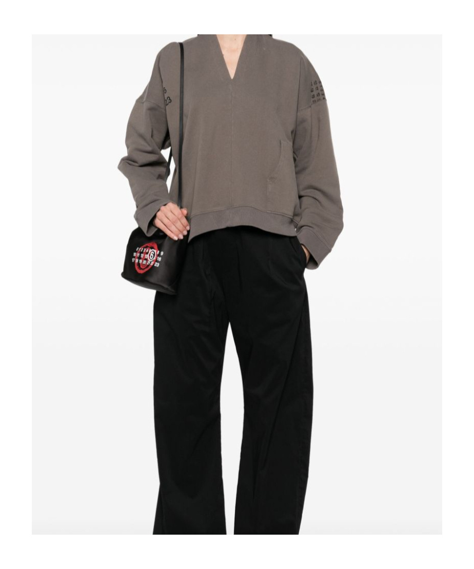 Shop Mm6 Maison Margiela Asymmetric Sweatshirt In Gray