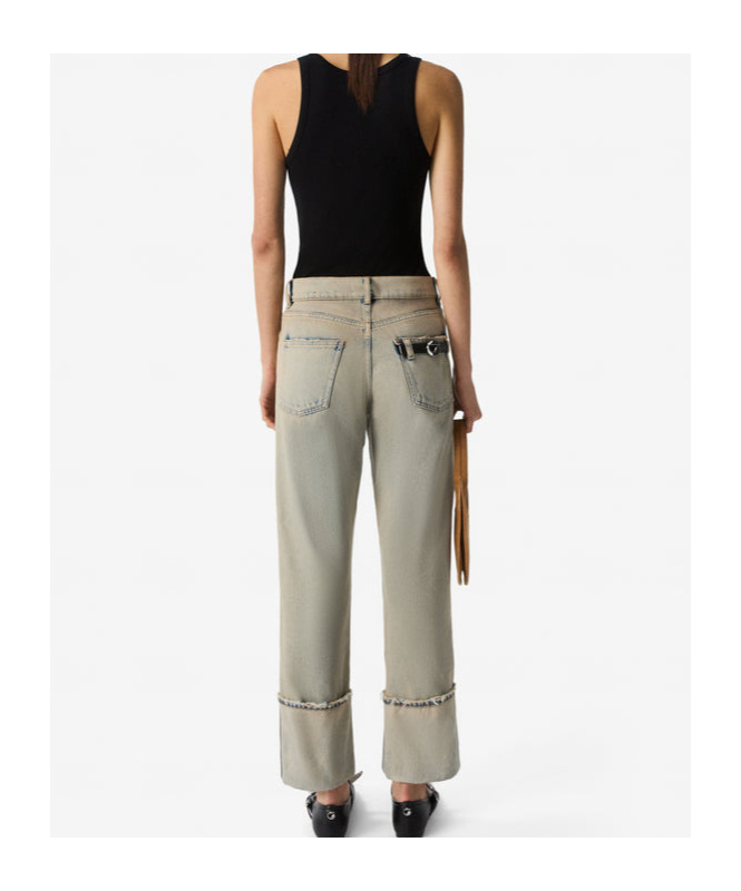 Coperni Boyfriend Jeans In Unique Greige Cotton Denim In Blue