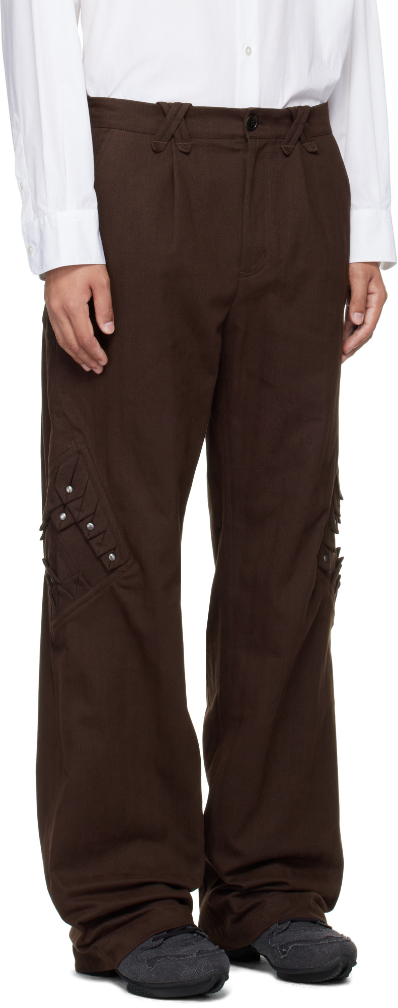 Kiko Kostadinov Estike Cotton-blend Wide-leg Pants In Brown