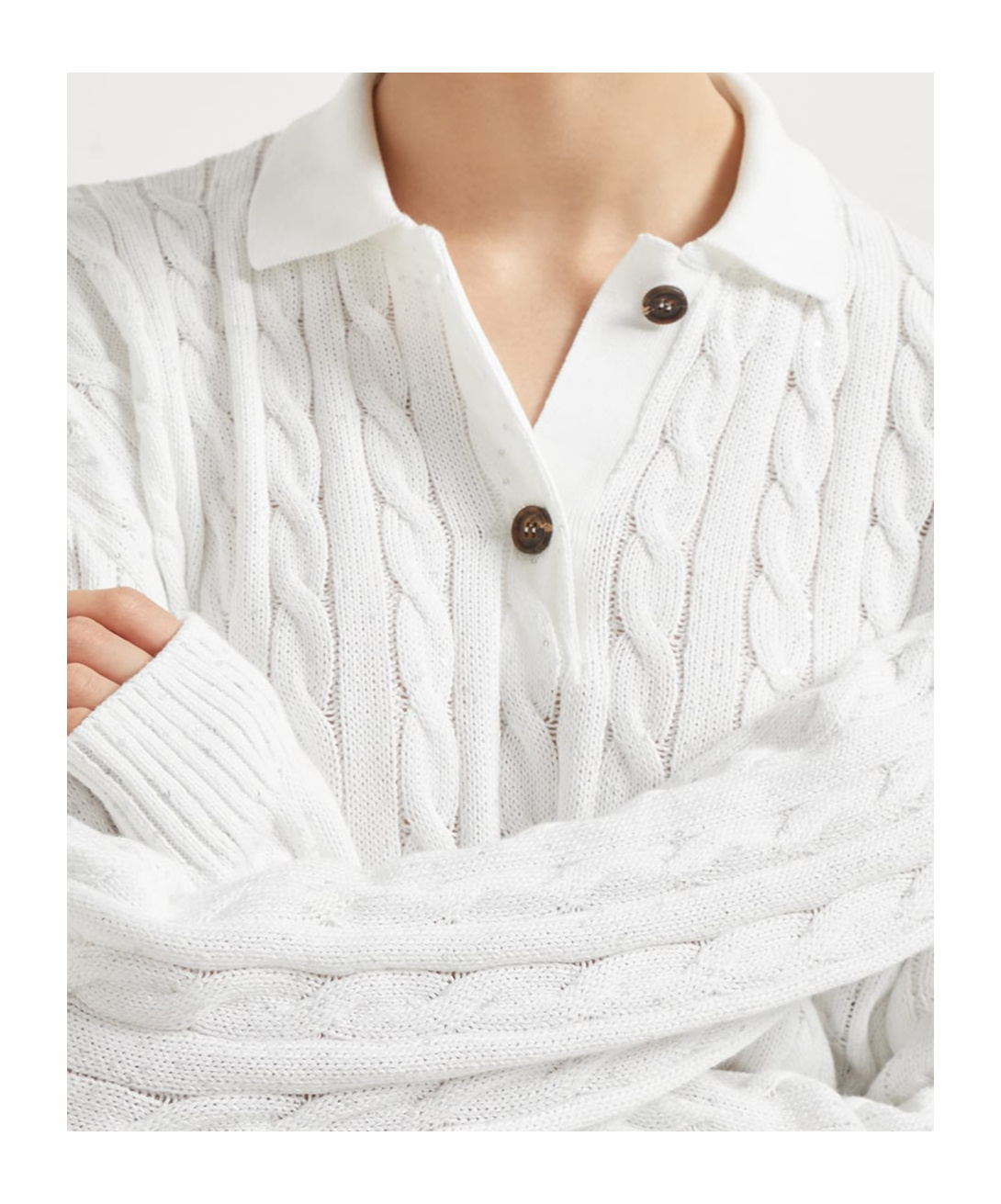 Brunello Cucinelli Dazzling Cables Sweater In White