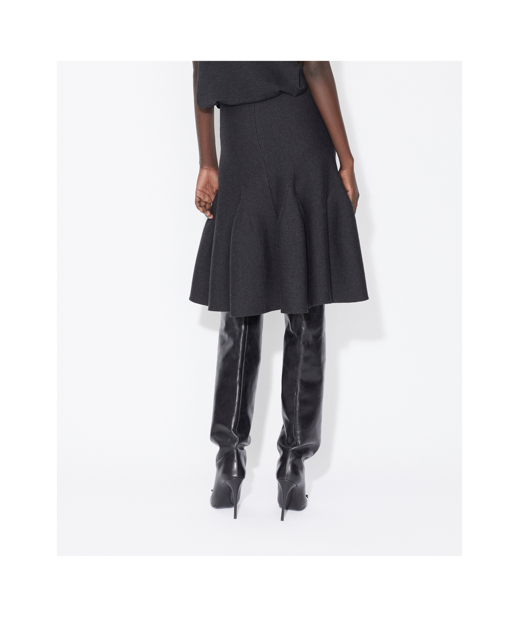 Alaïa Pleated Knitted Cashmere And Wool-blend Midi Skirt In Black