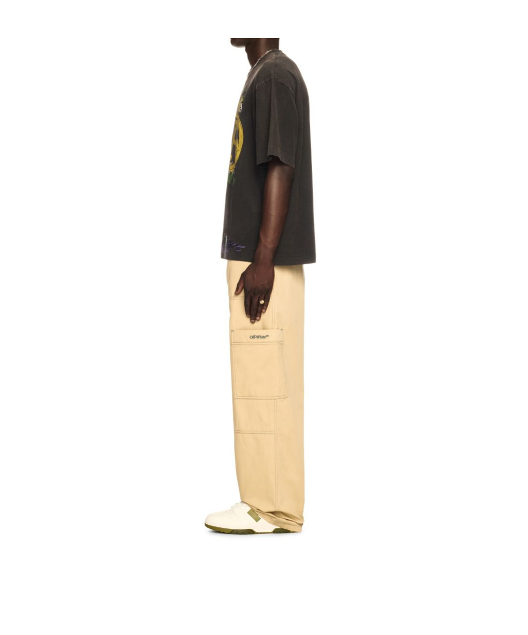 Off-white Off White Men `stitch Cotgab` Straight Cargo Pants In Nude