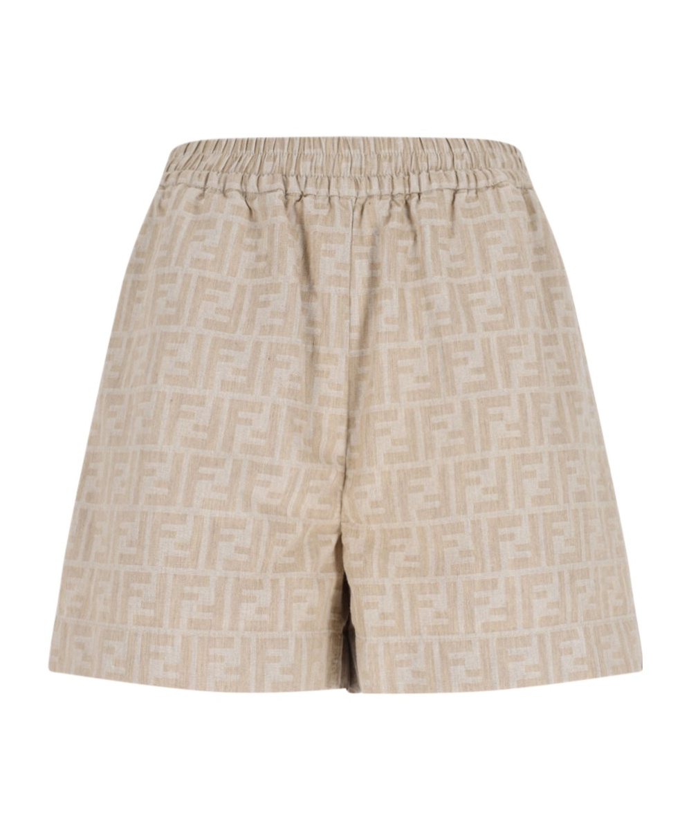 Fendi Elastic Waist Shorts In Brown