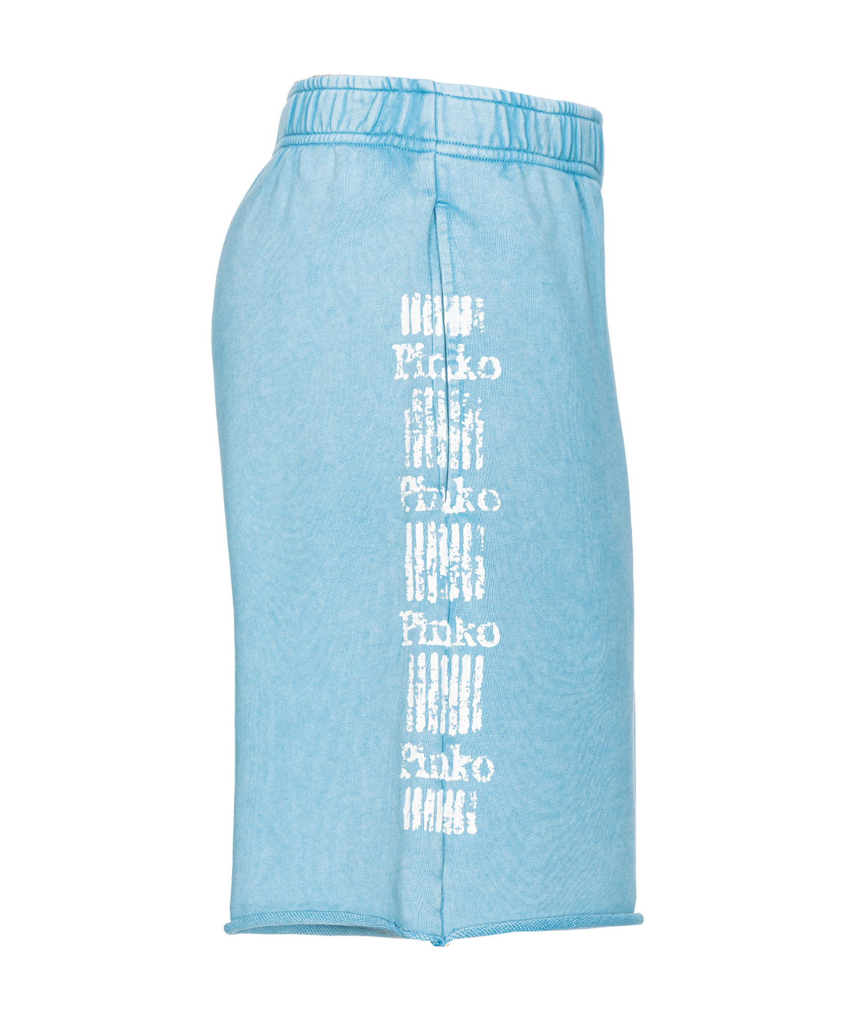 Pinko Light Blue Shorts With Elastic Waist And Logo Print On The Legs In Cotton Woman In Blue