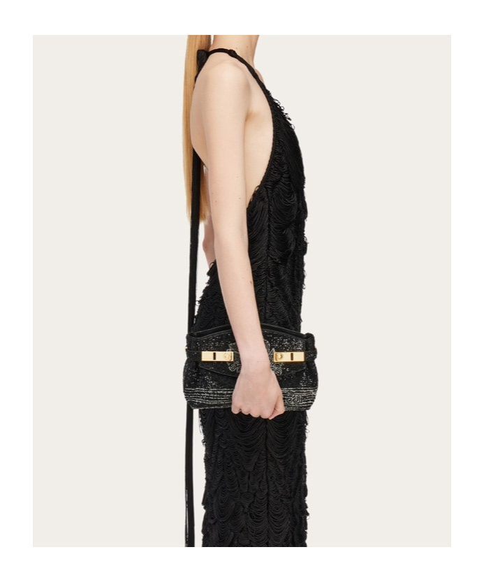 Ferragamo Hug Soft Crossbody Bag With Sequins (xs) In Multi
