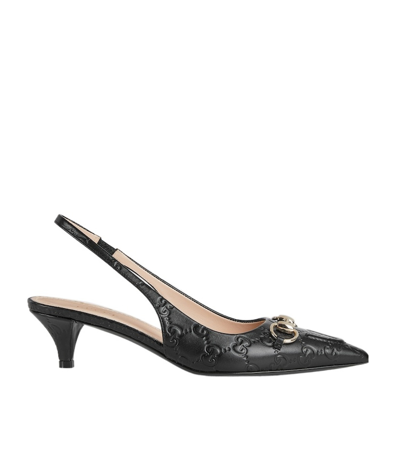 Gucci Horse-collar Button Open-heel Shoes In Black