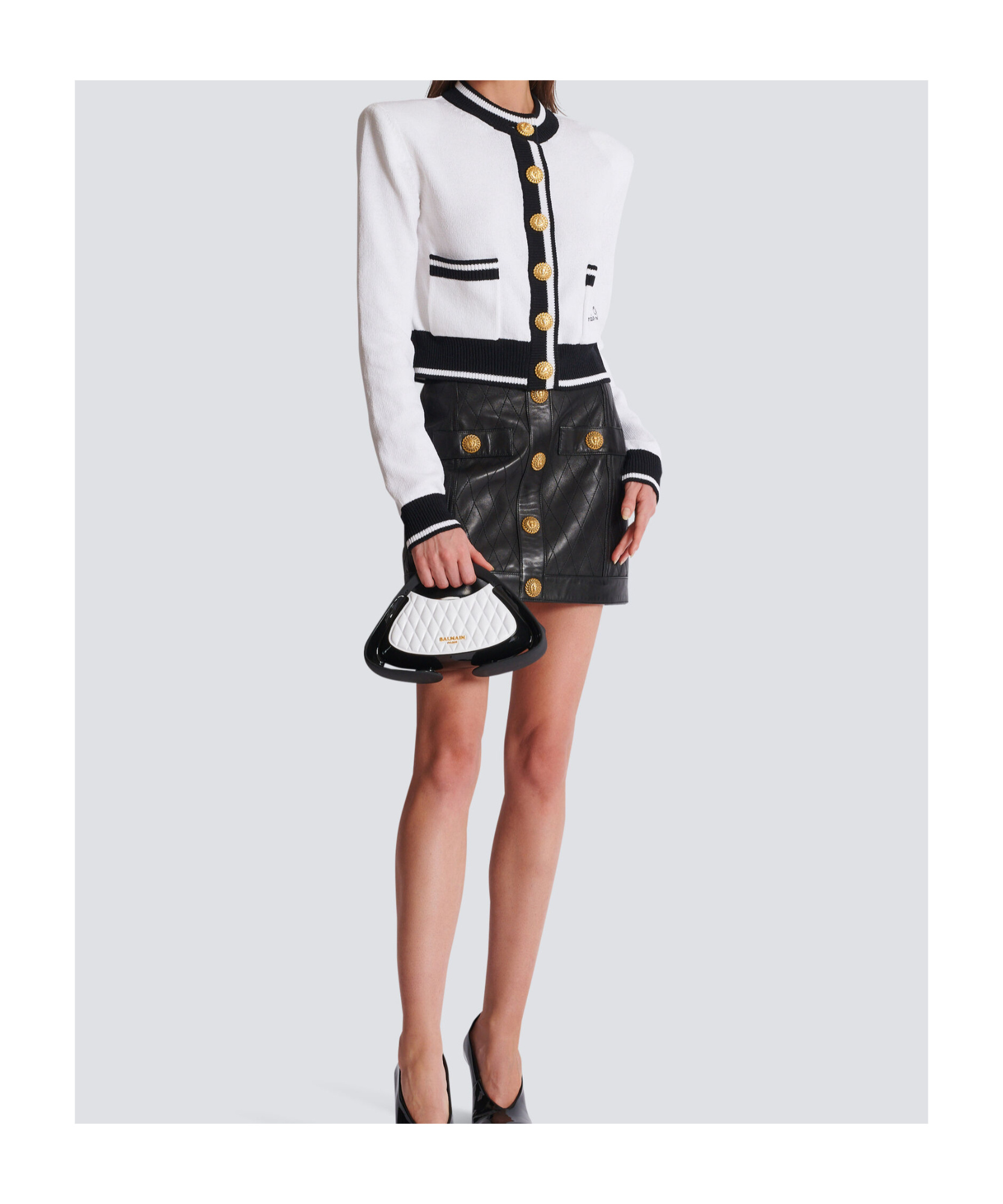 Balmain Signature Logo-embroidered Cardigan In White