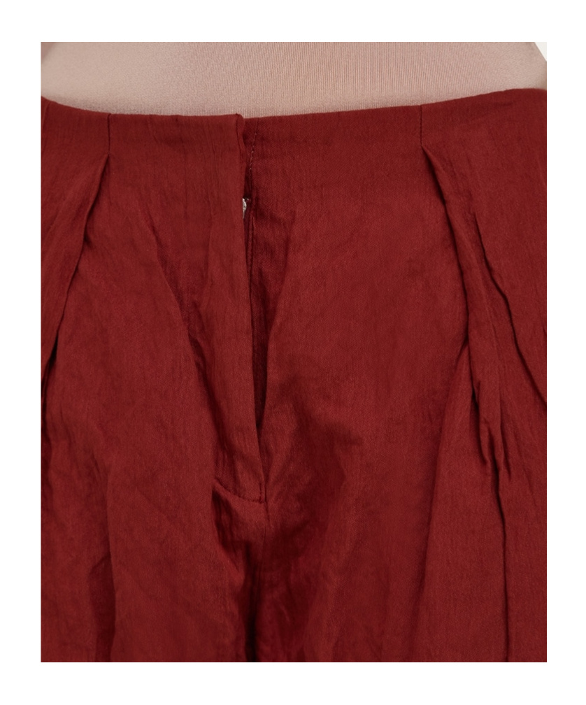 Ferragamo Crinkled Pleated Pants In College Red