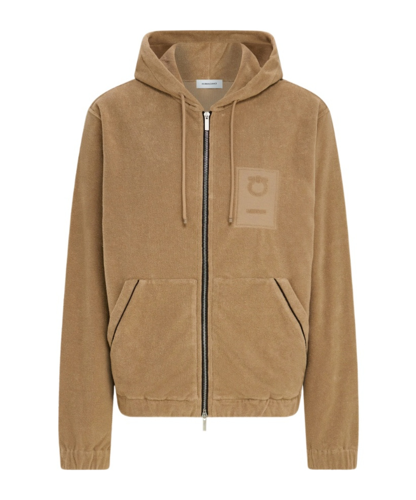 Ferragamo Monogram Hoodie In Brown