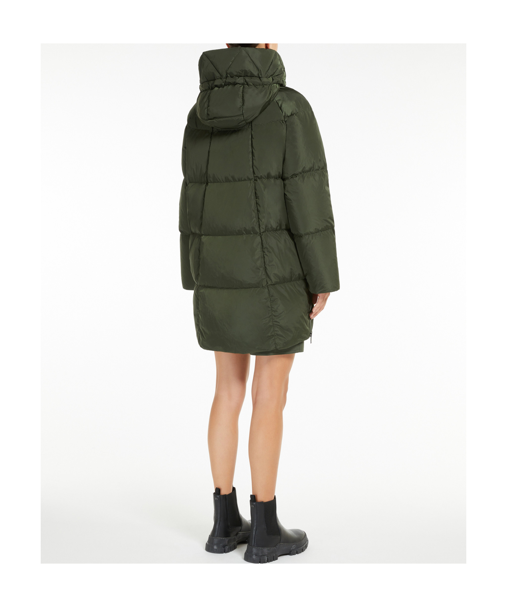 Weekend Max Mara Hooded Down Jacket In Green