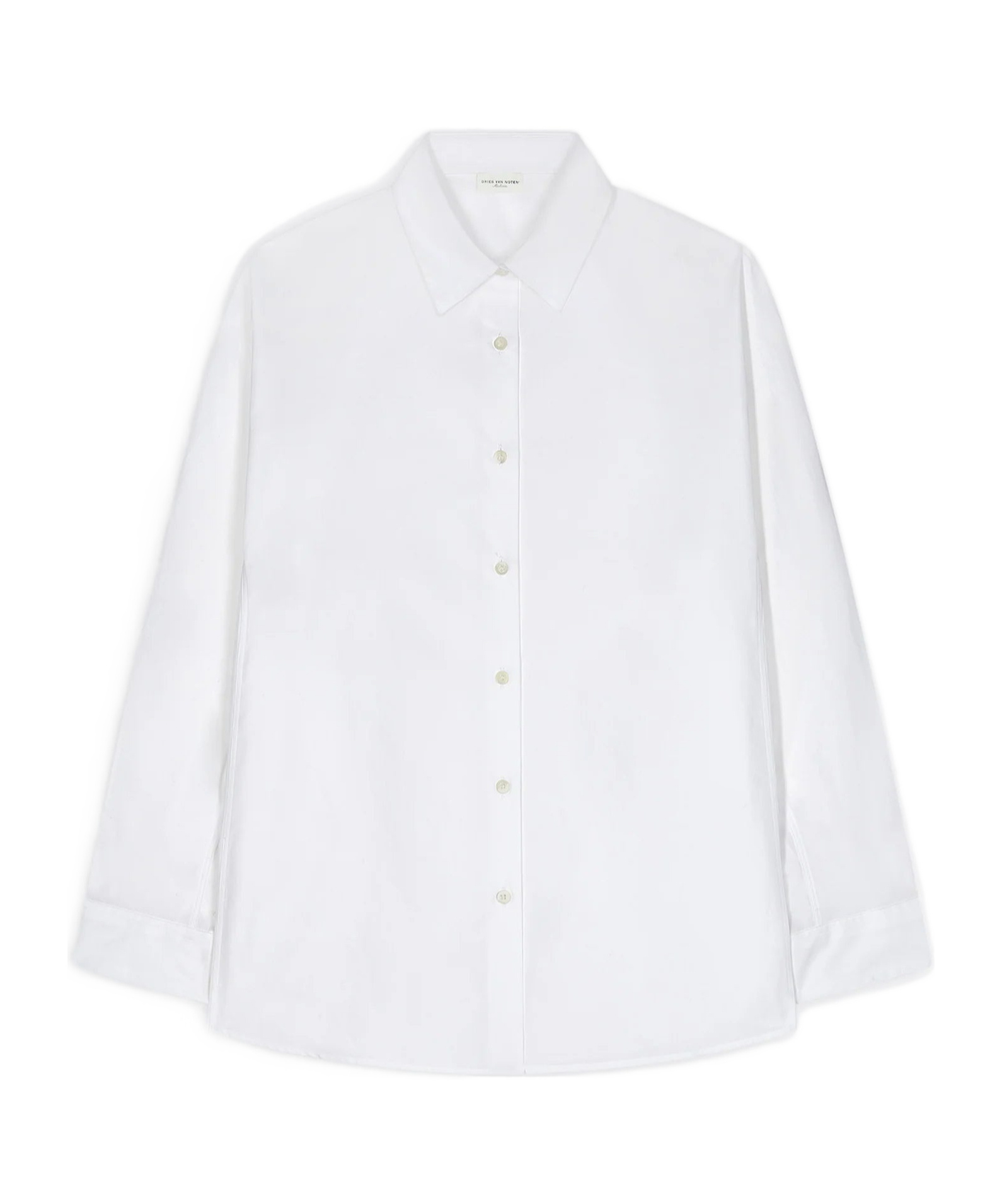 Shop Dries Van Noten Lapel Long-sleeved Shirt In White