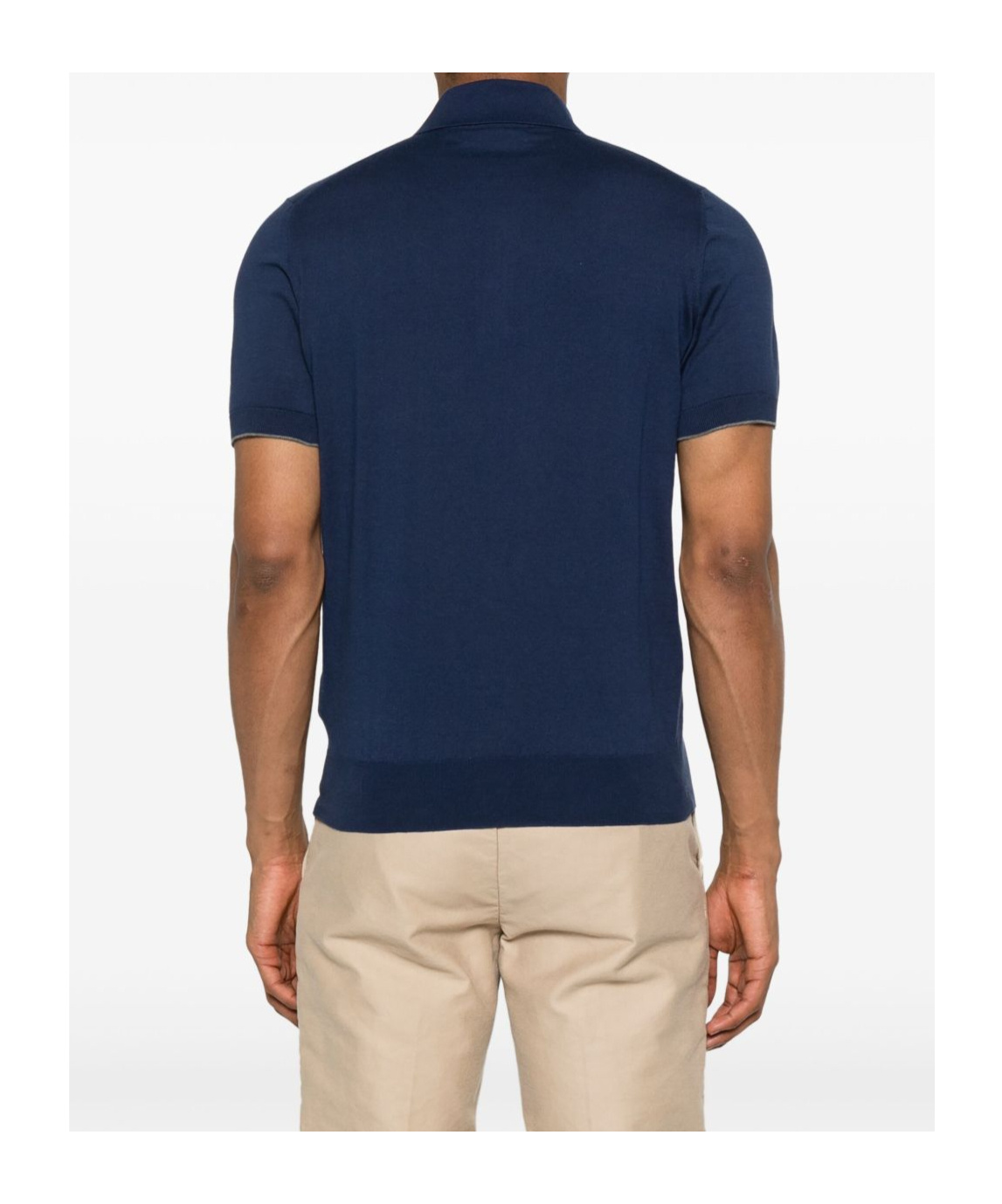 Brunello Cucinelli Blue Polo Shirt In Cotton Short-sleeves With Bottons In Blue