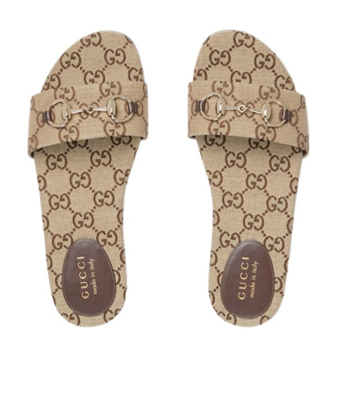 Gucci Women Gg Canvas Flat Sandals In Neutral