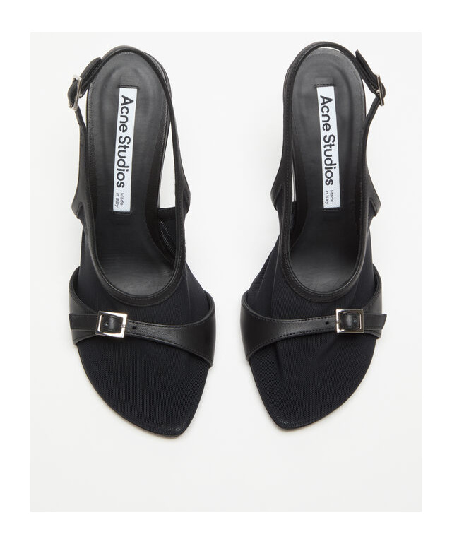 Acne Studios Mesh Slingback Heels In Black