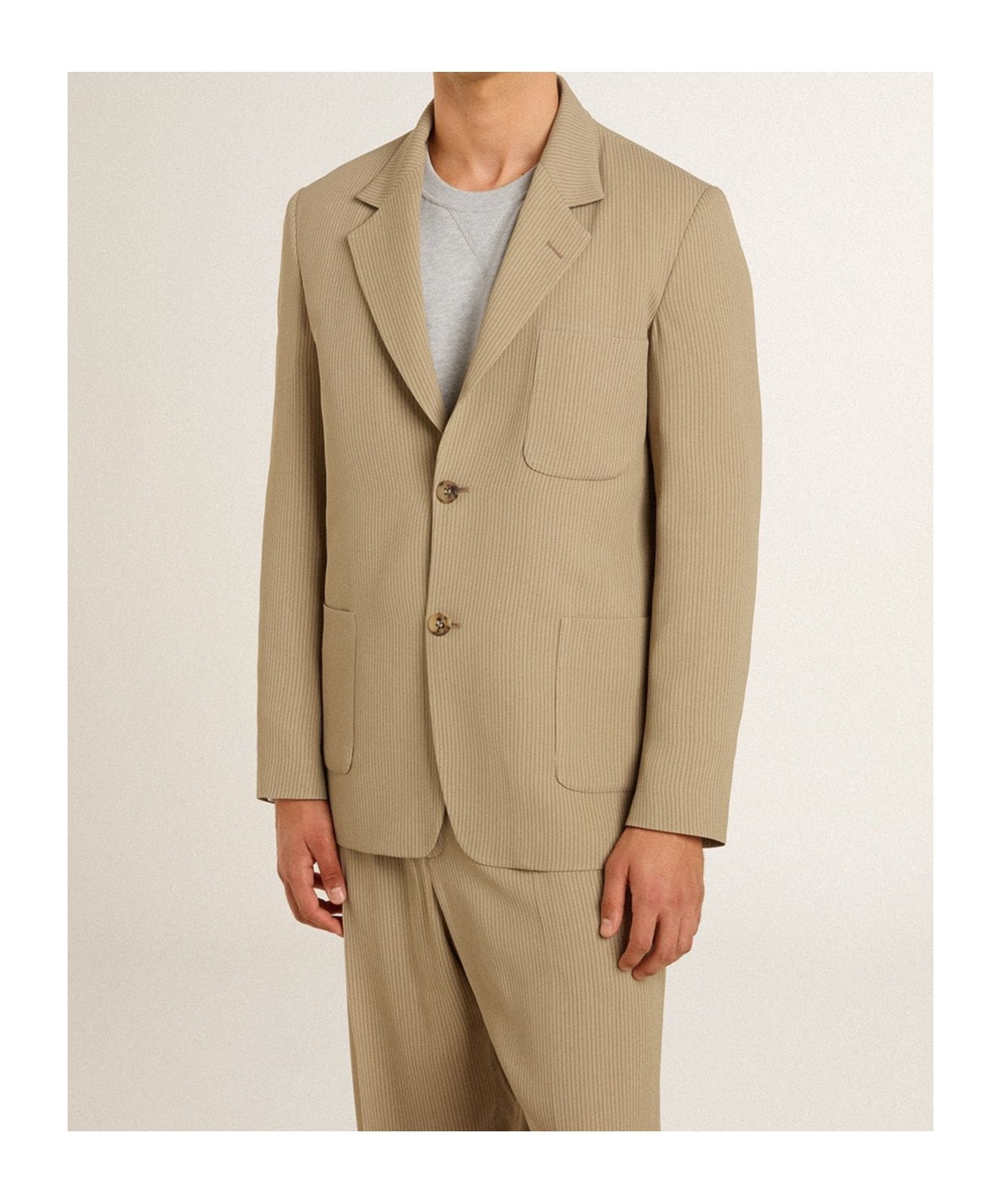 Golden Goose Journey Ms Decontructed Jacket Lowell Pinstripe Blend Viscose Fabric In Nude