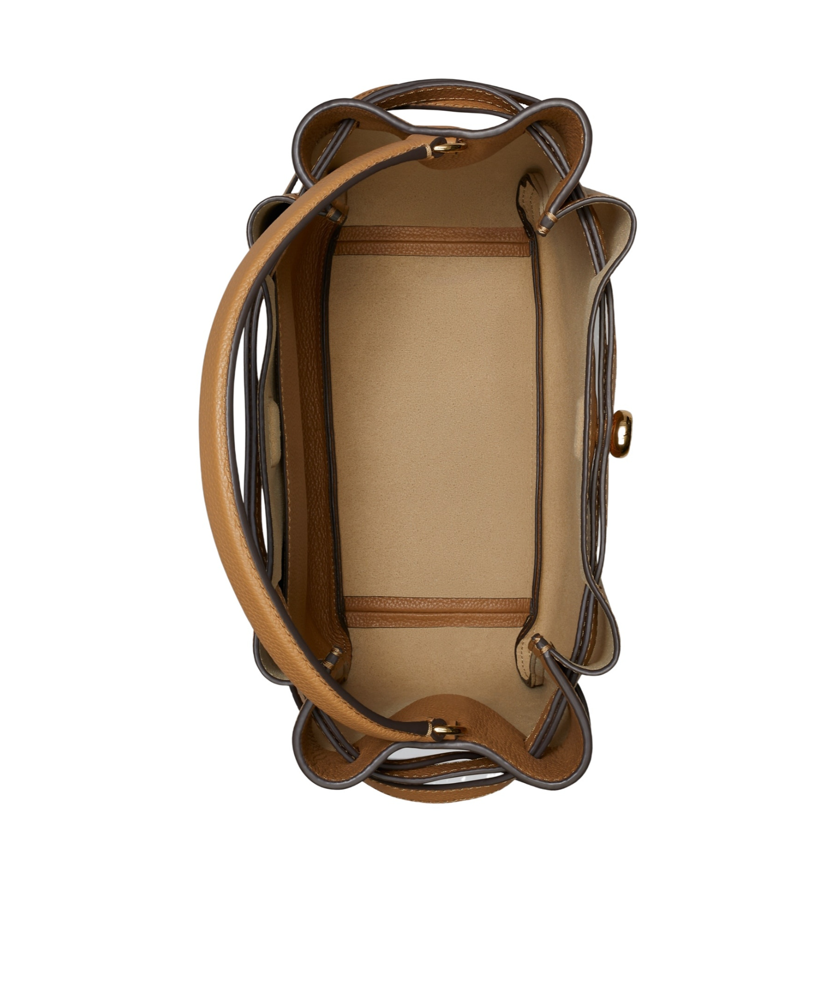 Tory Burch Textured Pebble Bucket Bag With Gold Hardware In Brown