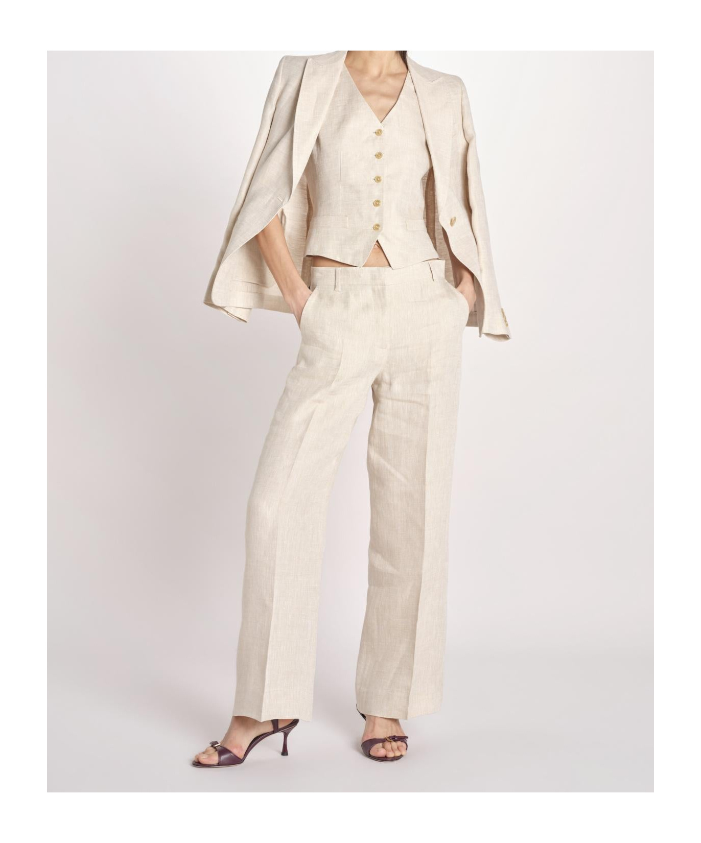 Weekend Max Mara Button Vest In Neutral