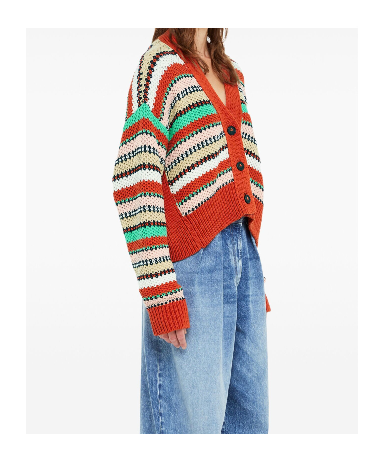 Alanui Sunny Stripes Cardigan In Red