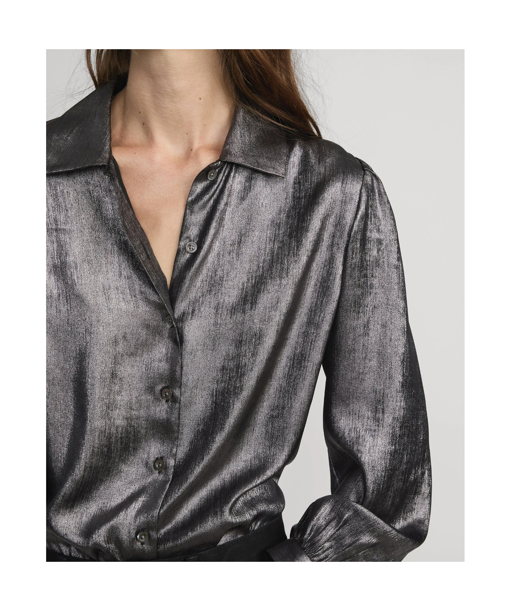 Frame The Shiny Staple Blouse In Brown