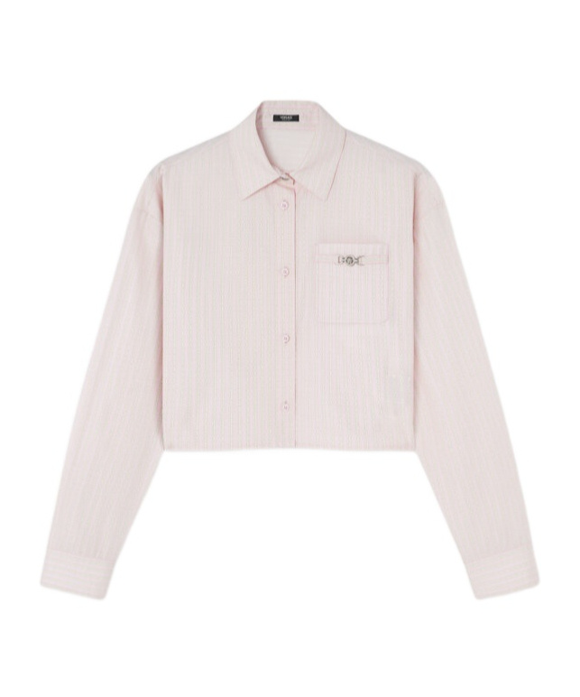 Versace Light Pink Shirt With Chest Pocketl In White