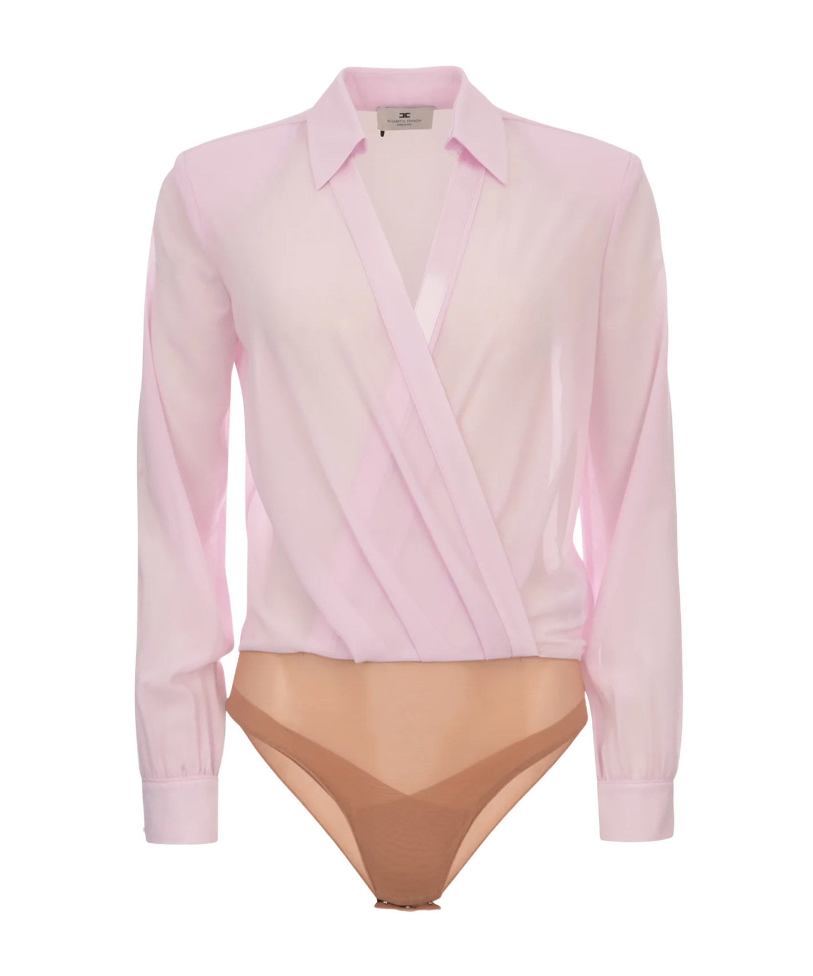 ELISABETTA FRANCHI BODYSUIT-STYLE BLOUSE IN GEORGETTE FABRIC WITH CUFFLINKS