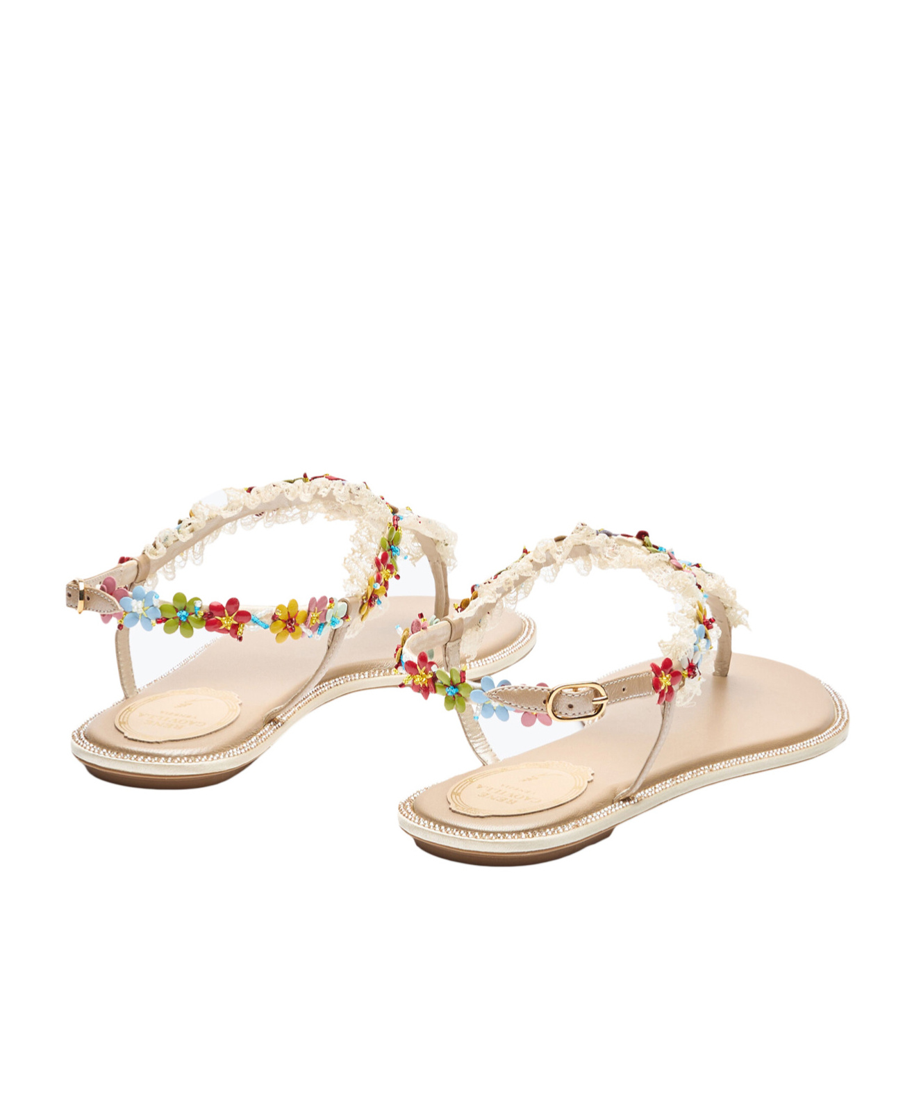 René Caovilla Bloom Nude Flat Sandal 10 In Brown