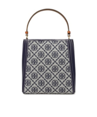 Tory Burch Mcgraw Logo Patch Bucket Bag In Gray