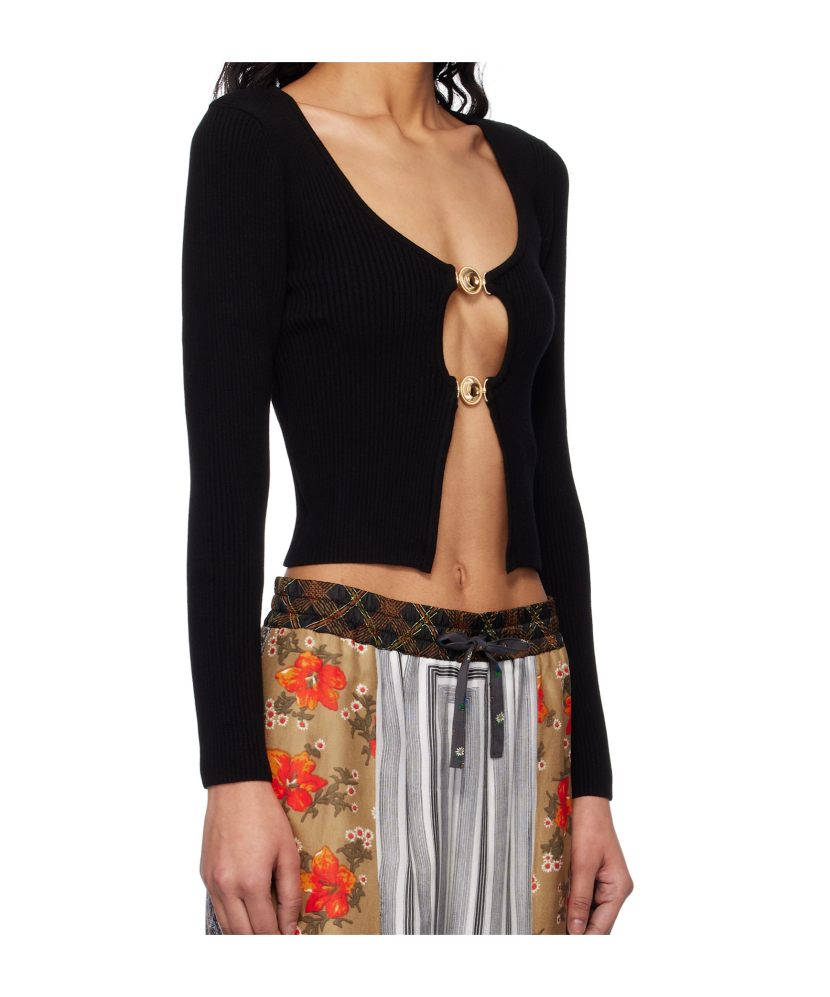 Marine Serre Black Moon Jewelry Knit Open Cardigan In Black