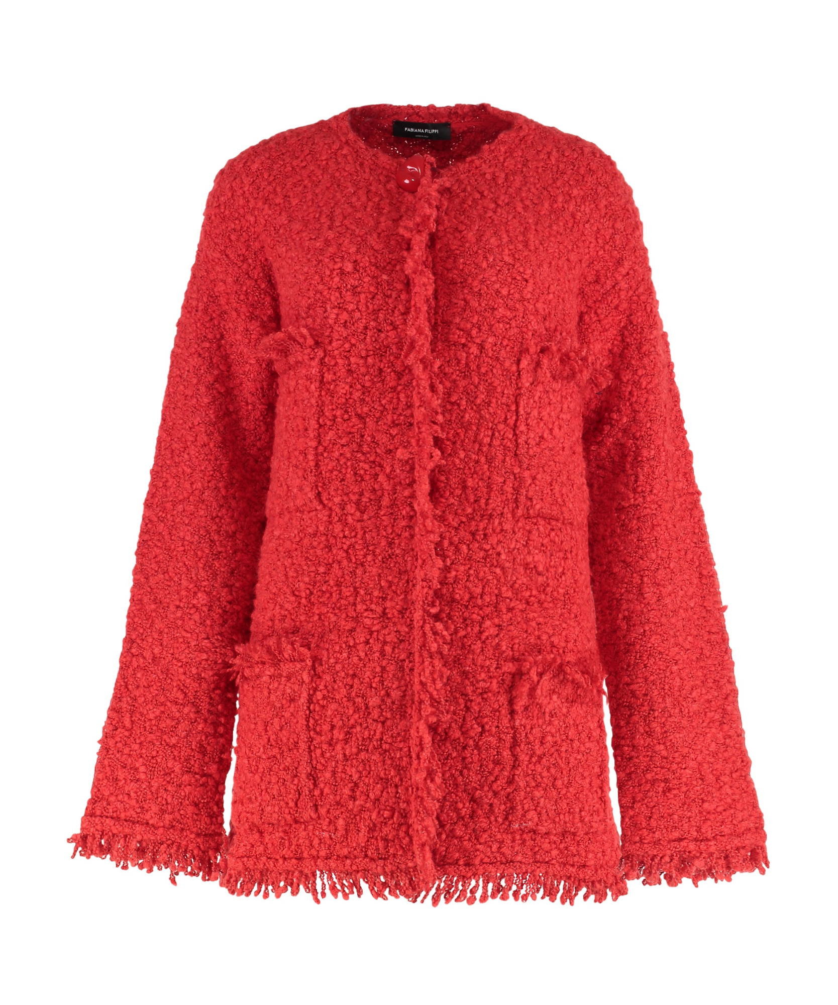 Fabiana Filippi Long Jacket With Boucle Effect In Red