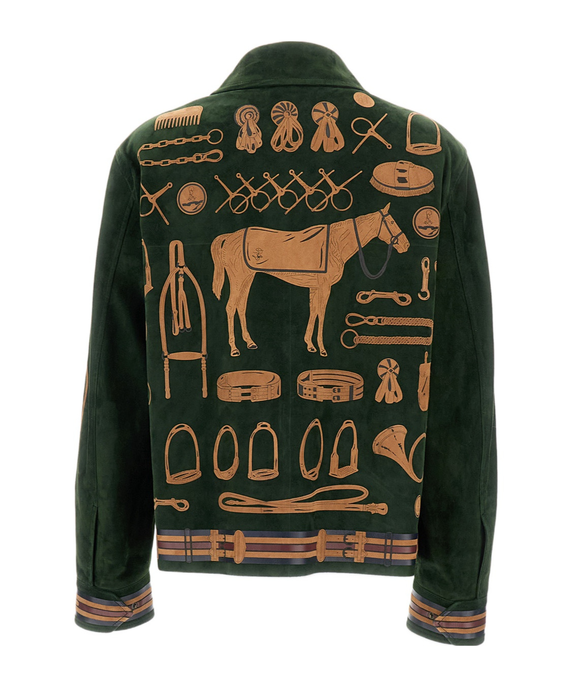 Ralph Lauren Jessa Equestrian-motif Suede Jacket In Animal Print