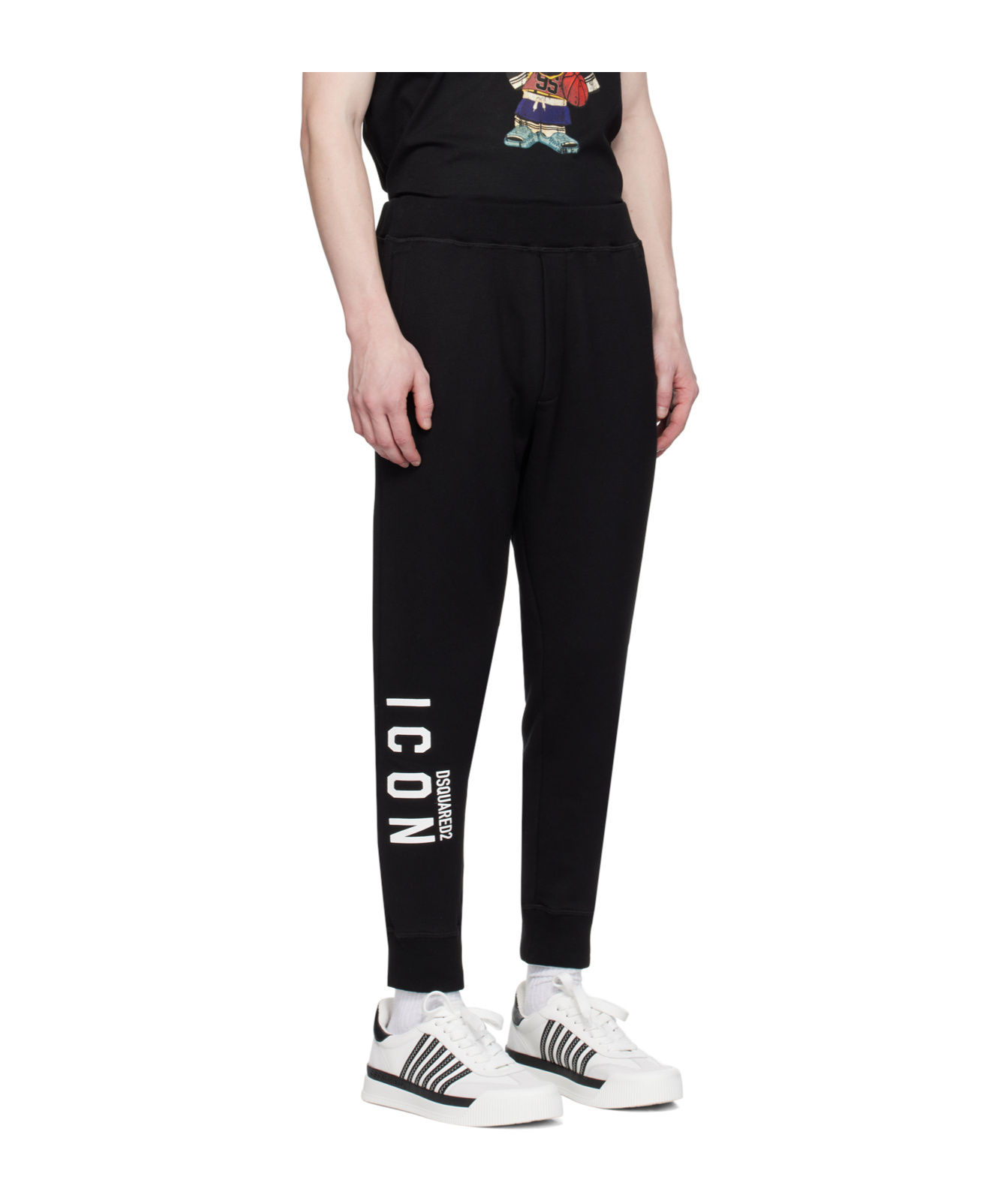 Dsquared2 Logo And Text Print Sweatpants In Black