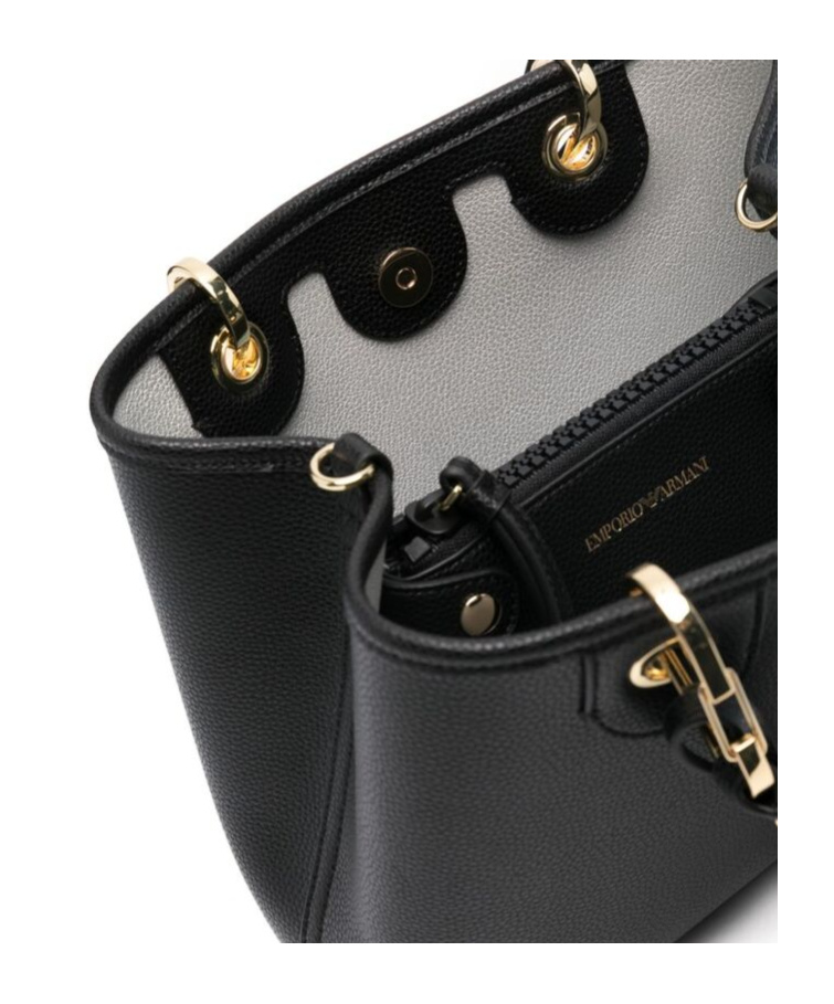 Emporio Armani Myea Black Shopper Bag With Pouch In Black