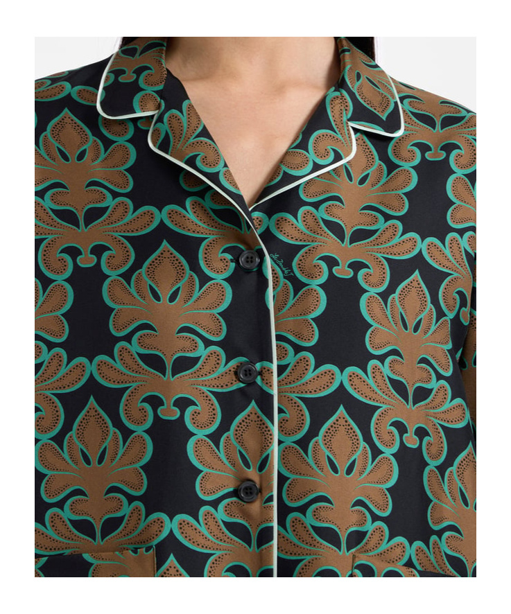 La Doublej La Double J Pajama Printed Silk-satin Shirt In Green