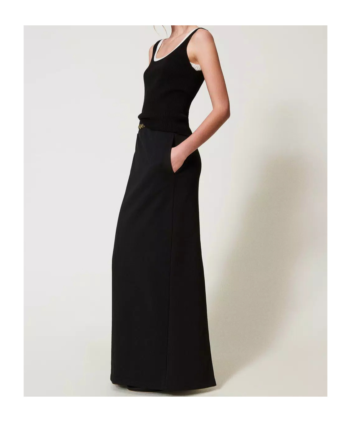 Twinset Cotton Maxi Skirt In Black