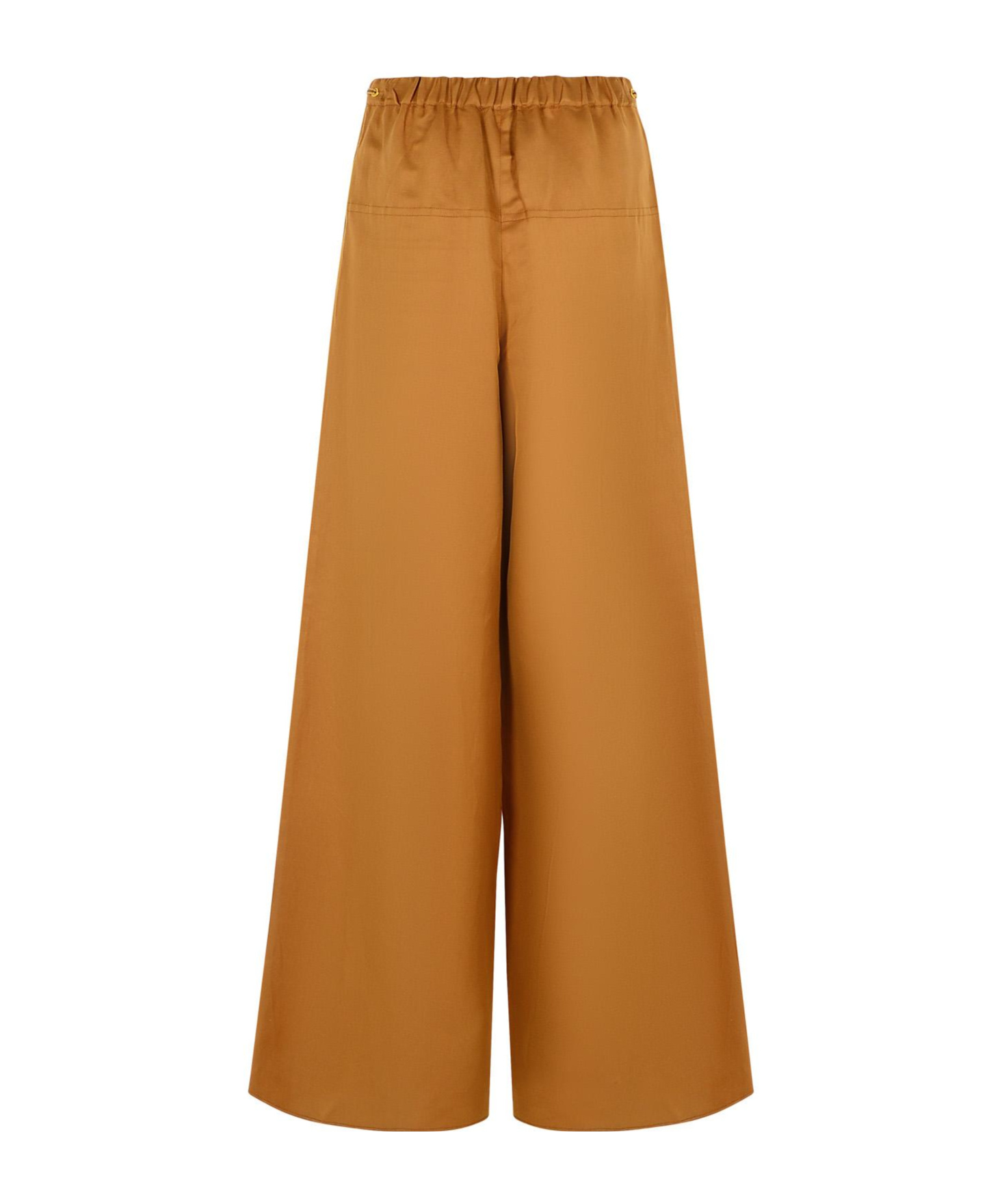 Max Mara Wide Linen And Silk Trousers In Brown