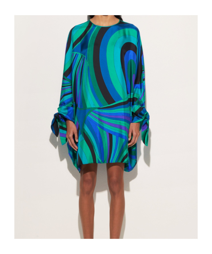 Pucci Swirl-patterned Tunic In Blue