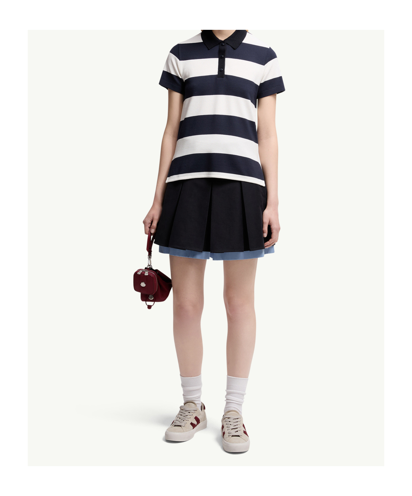 Moncler Striped Polo Shirt In Blue