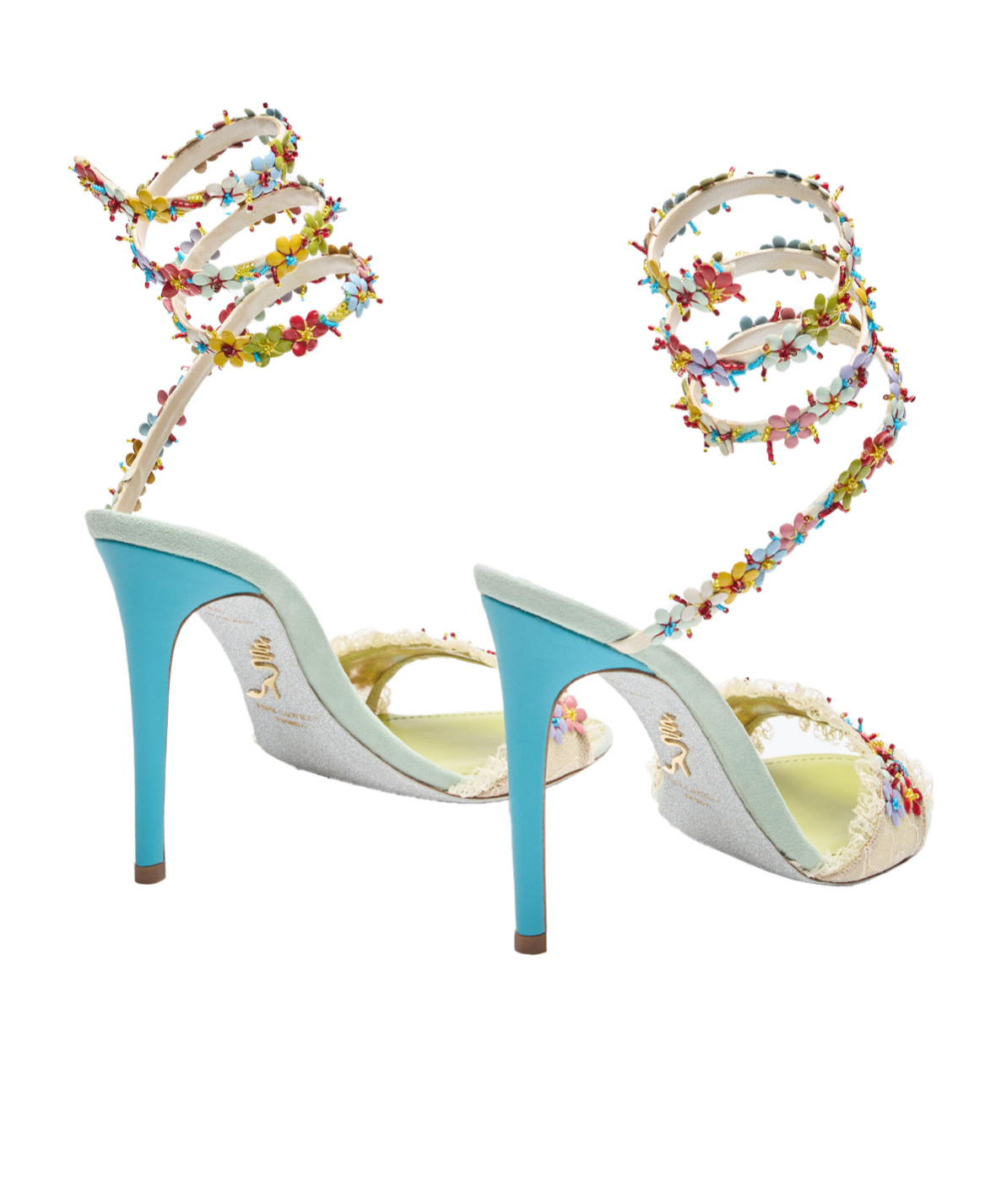 René Caovilla Round-toe High-heeled Sandals In Multi
