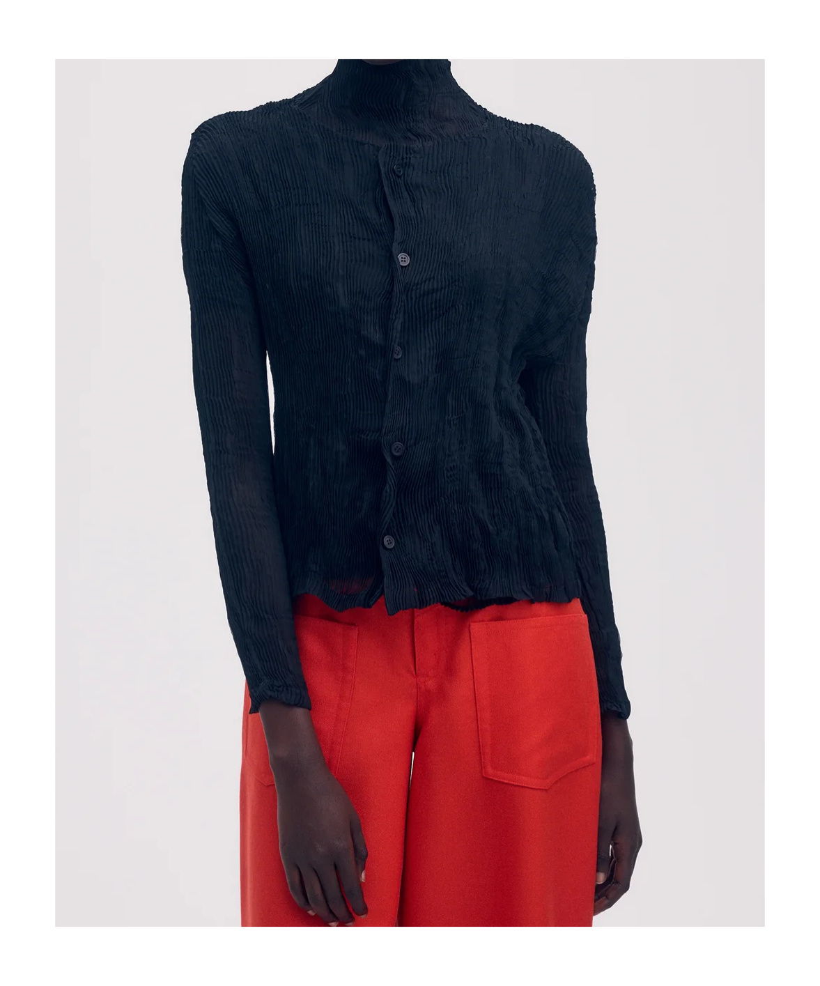Issey Miyake Chiffon Cardigan In Black