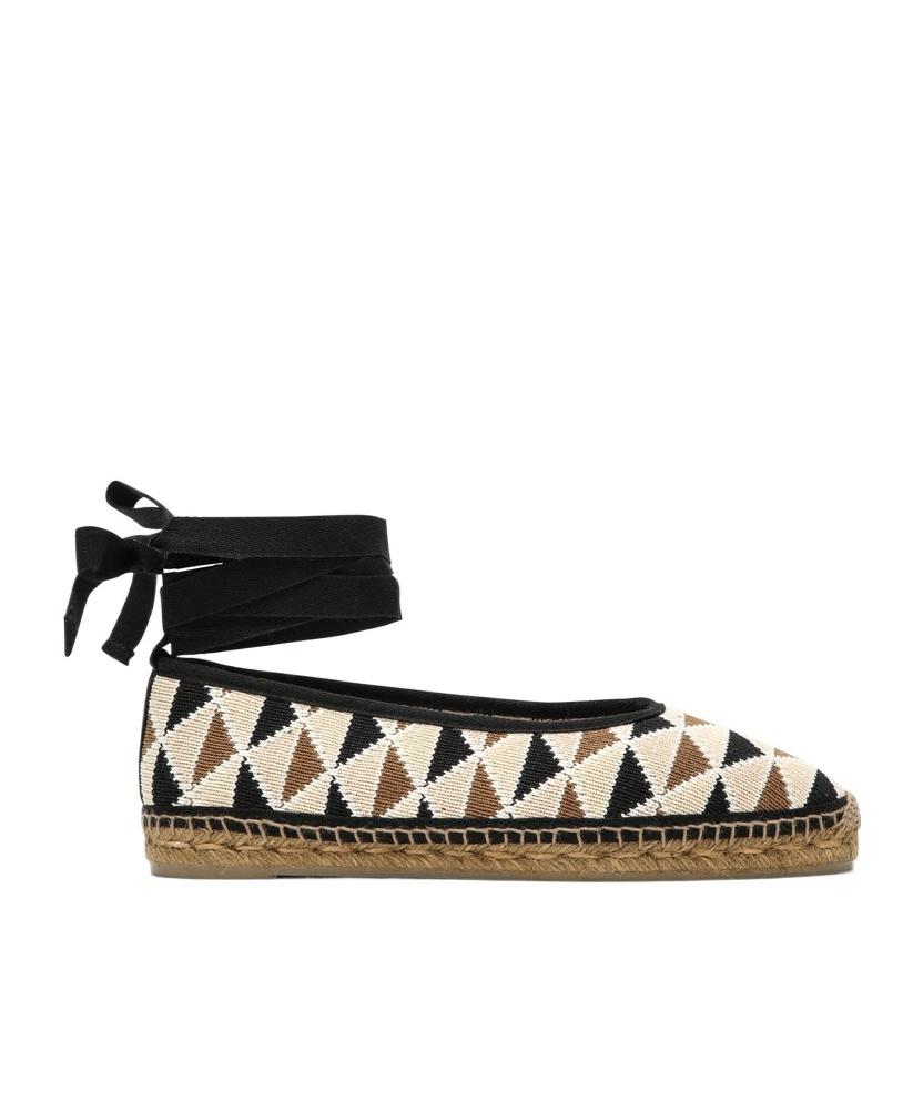 Shop Castaã±er Straw Shoes With Round Head And Low Upper