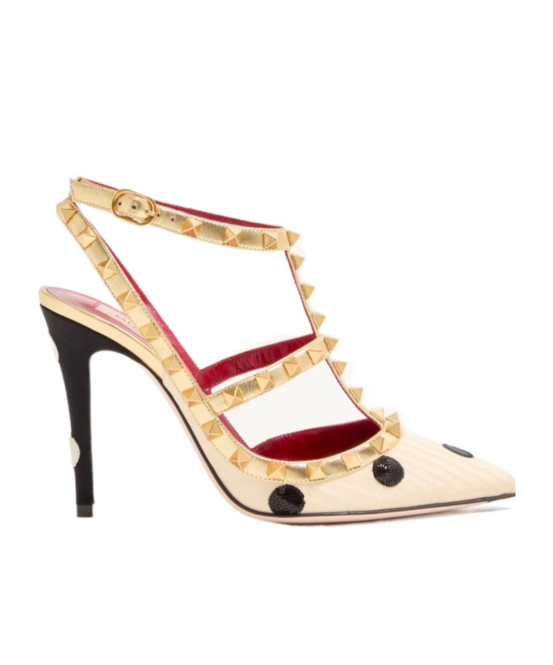 Valentino Studded High Heels In Gold